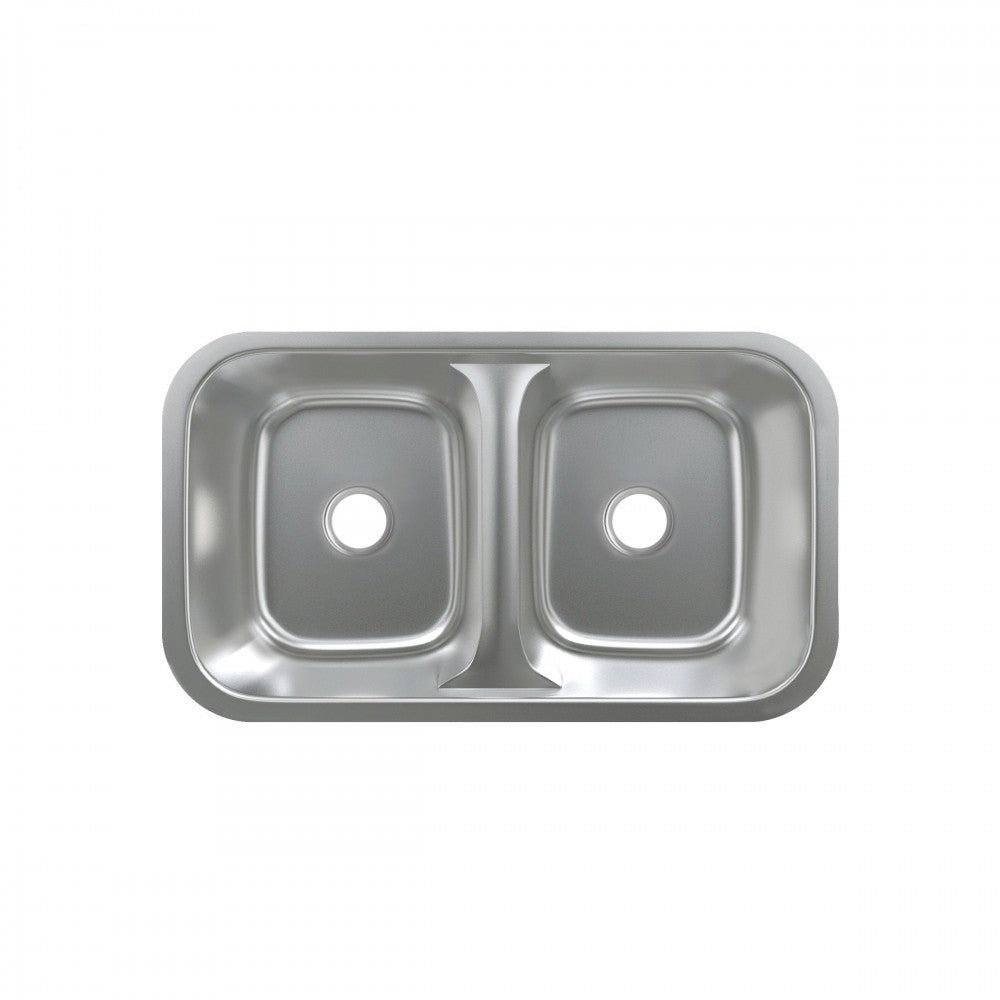 Toulouse 32x19 Low Divide Stainless Steel, Dual Basin, Under-Mount Kitchen Sink