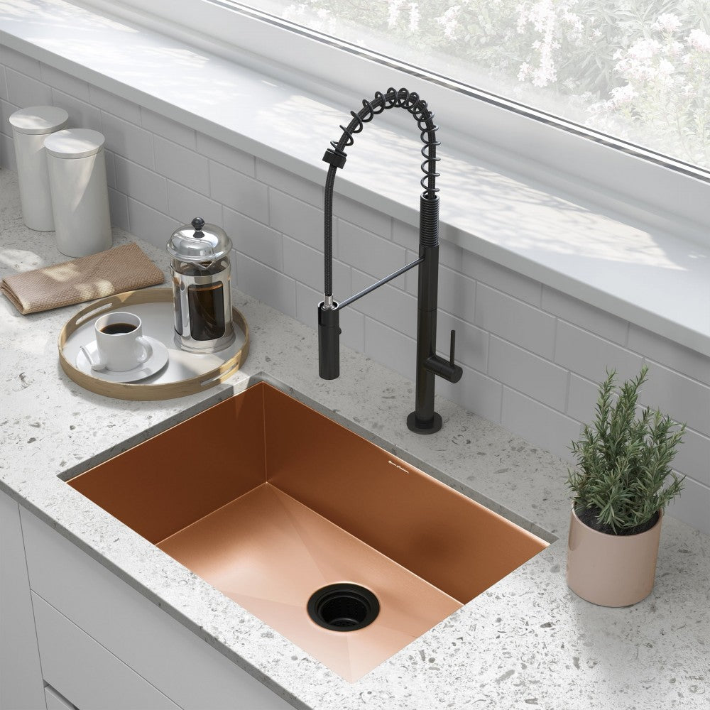 Tourner 26x18 Stainless Steel, Single Basin, Undermount Kitchen Sink, Rose Gold