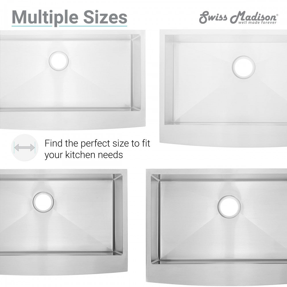 Tourner 30 x 21 Stainless Steel, Single Basin, Farmhouse Kitchen Sink with Apron