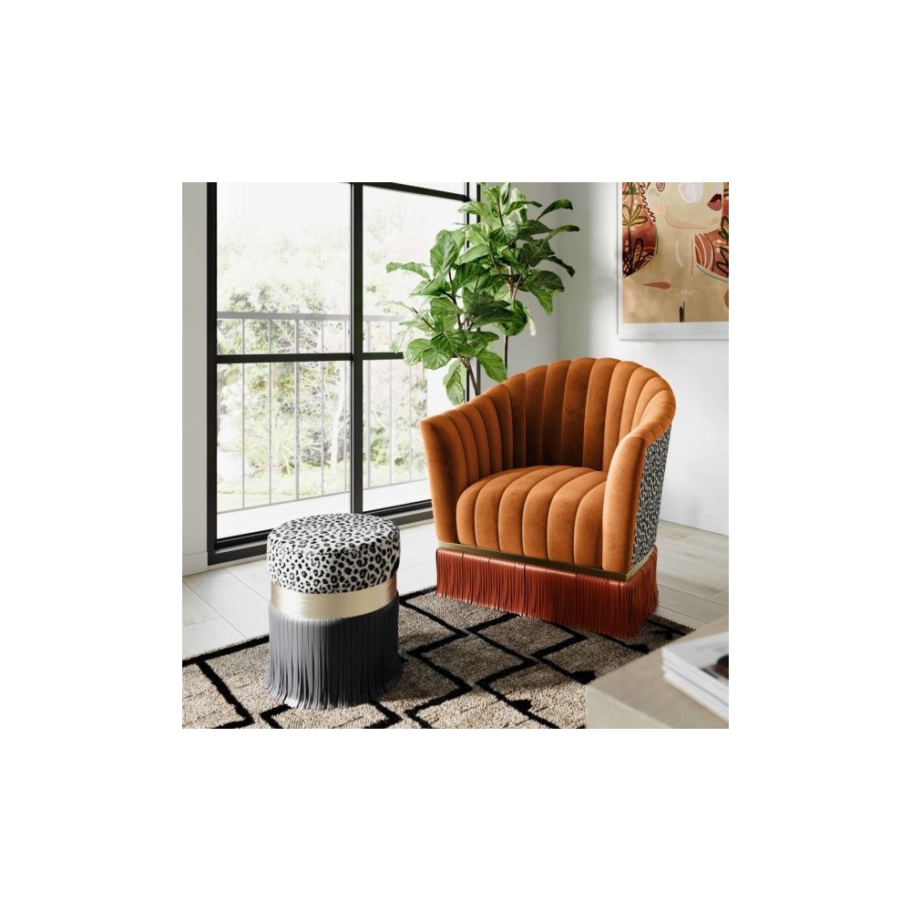 TOV Furniture Ajani Upholstered Ottoman in Gray