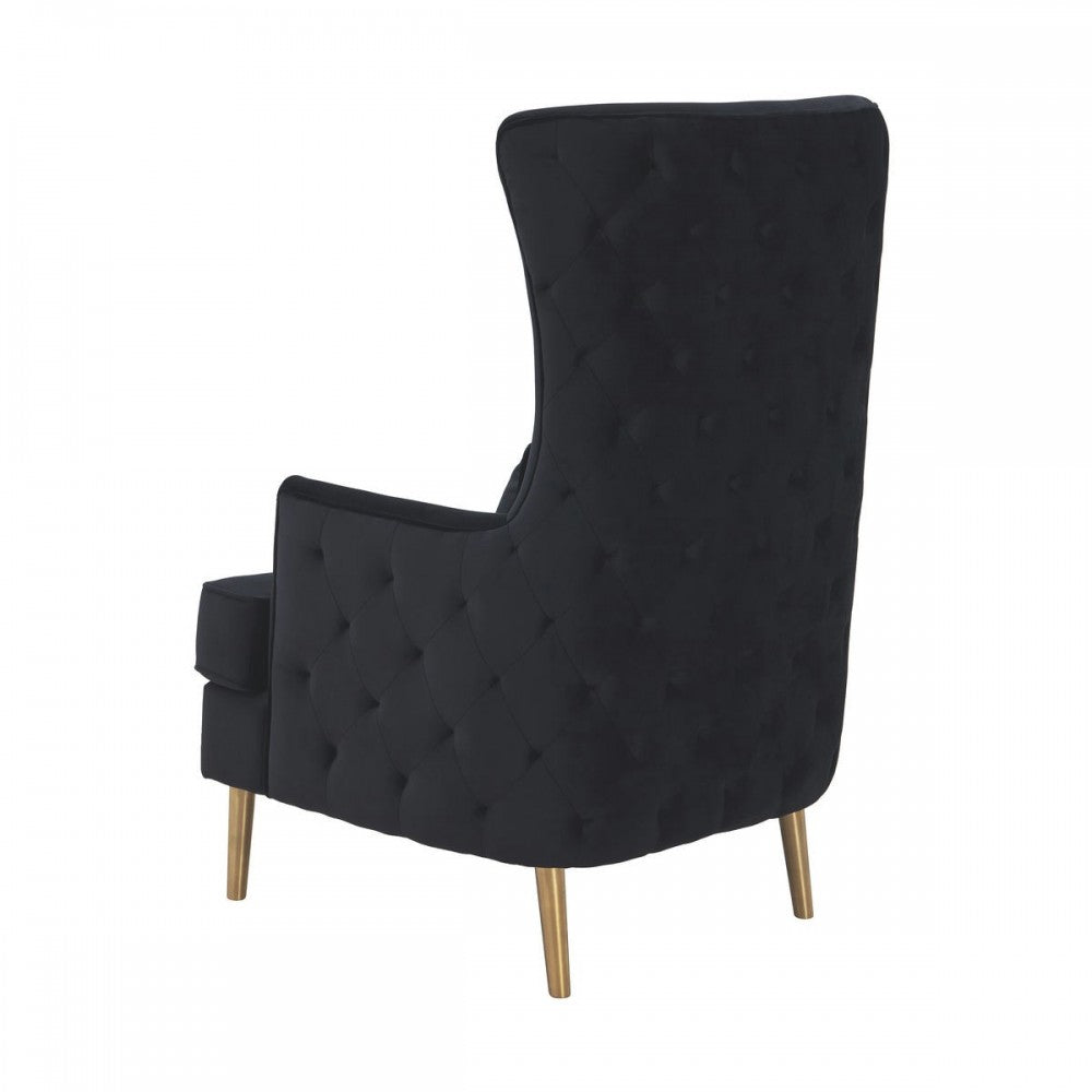 TOV Furniture Alina Black Tall Tufted Back Chair