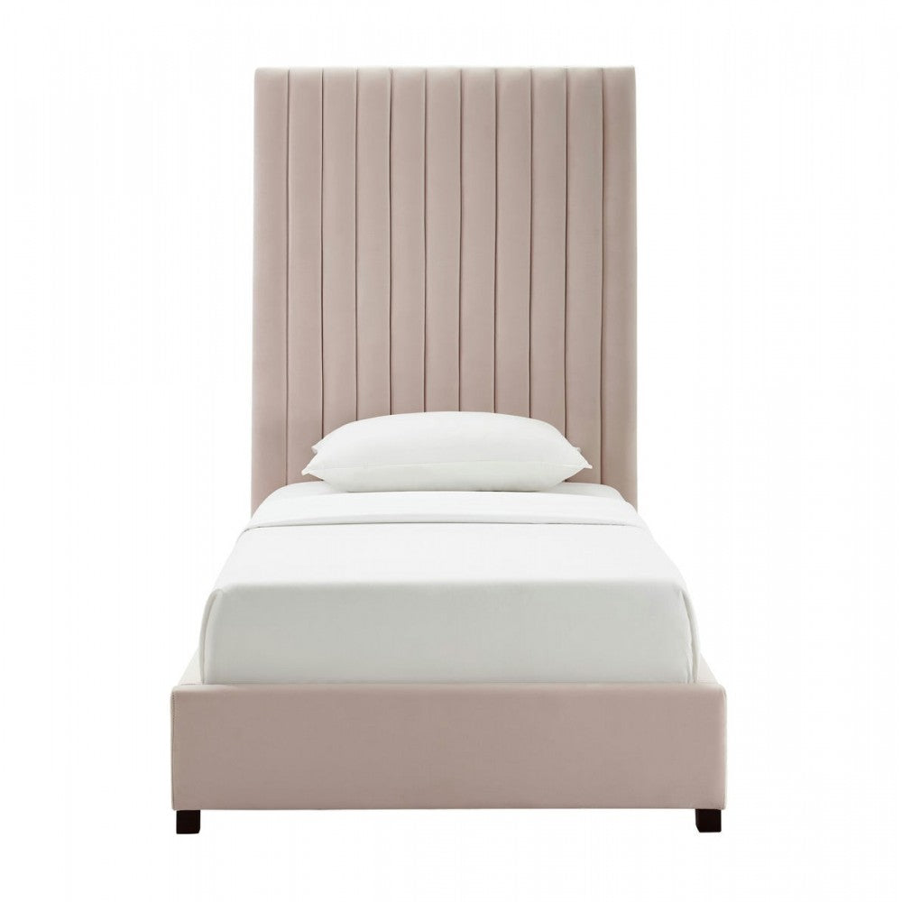 TOV Furniture Arabelle Blush Velvet Bed in Twin