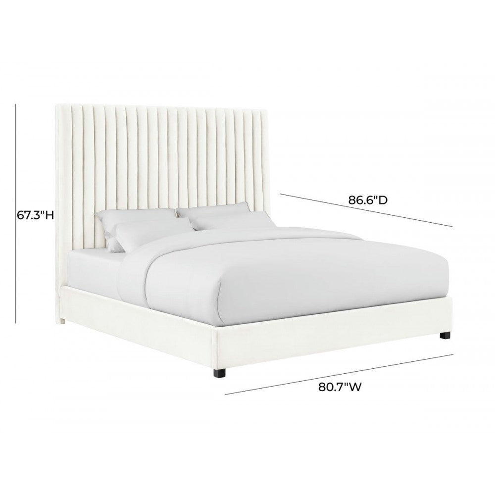 TOV Furniture Arabelle White Velvet Bed in King
