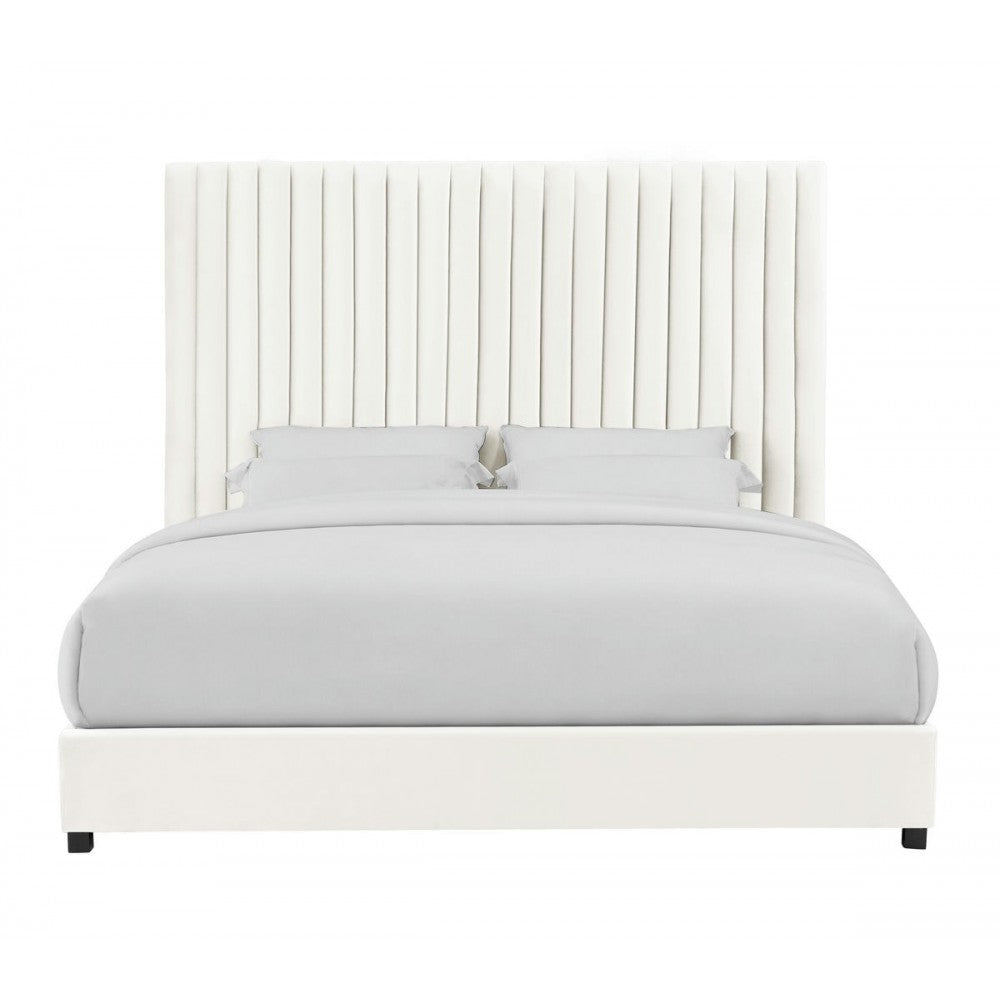 TOV Furniture Arabelle White Velvet Bed in Queen