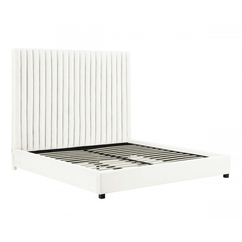 TOV Furniture Arabelle White Velvet Bed in Queen