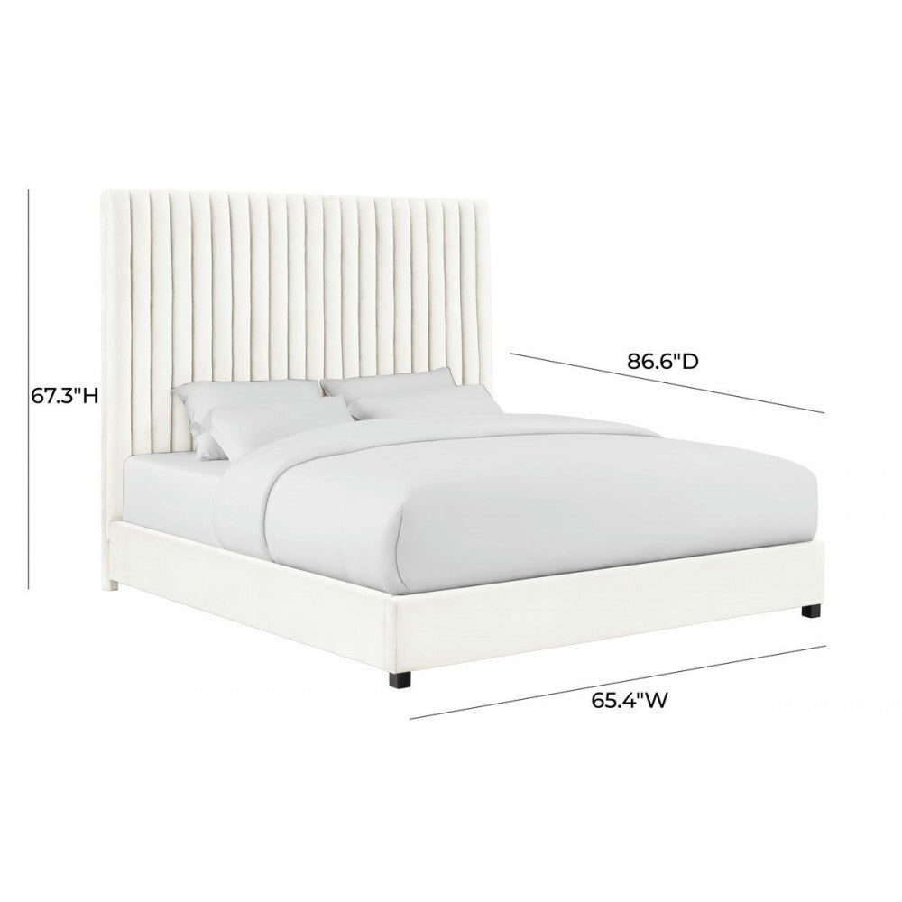 TOV Furniture Arabelle White Velvet Bed in Queen