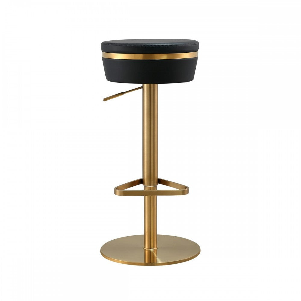 TOV Furniture Astro Black and Gold Adjustable Stool