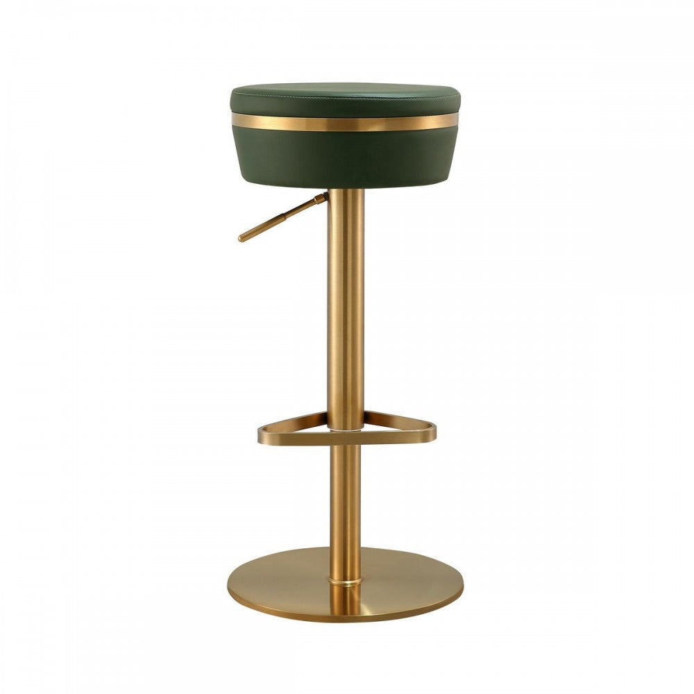 TOV Furniture Astro Malachite Green and Gold Adjustable Stool