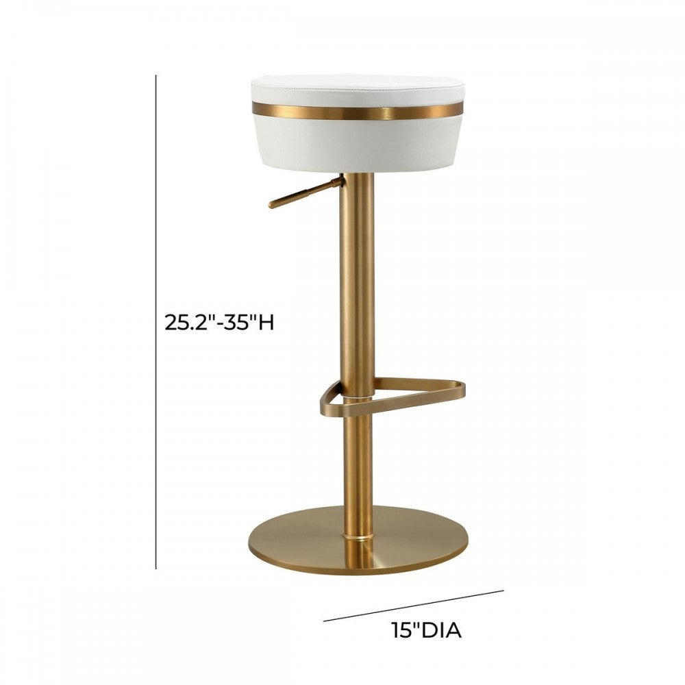 TOV Furniture Astro White and Gold Adjustable Stool
