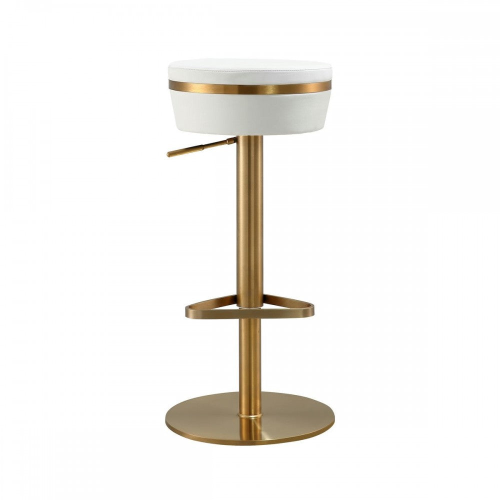 TOV Furniture Astro White and Gold Adjustable Stool
