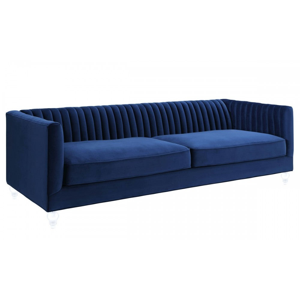 TOV Furniture Aviator Navy Velvet Sofa