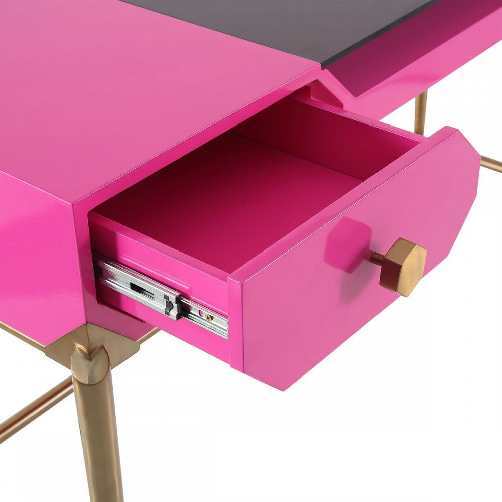 TOV Furniture Bajo Pink Lacquer Desk