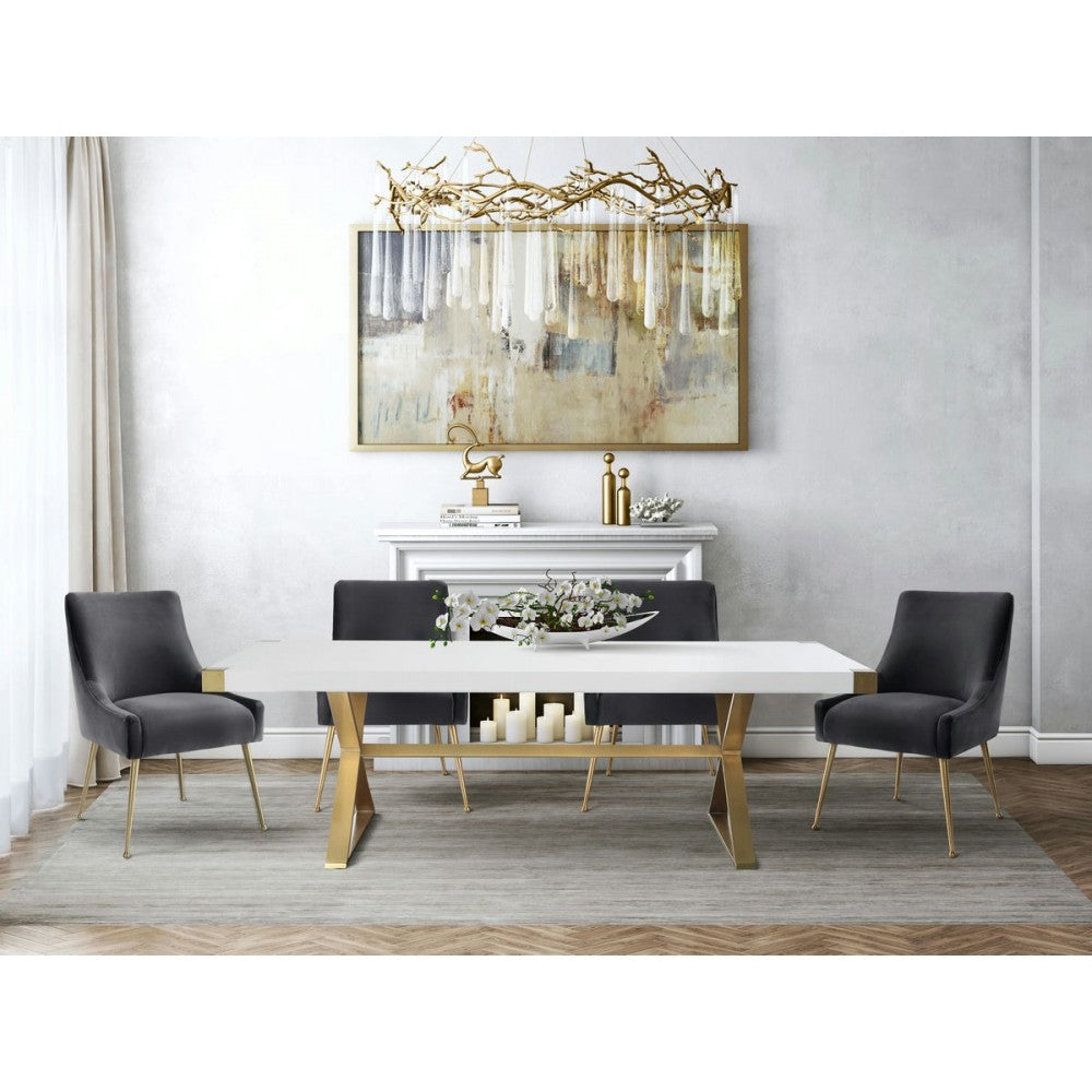 TOV Furniture Beatrix Gray Velvet Side Chair
