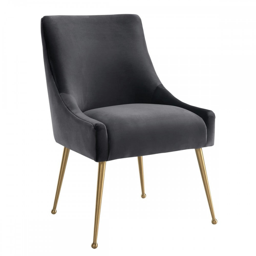 TOV Furniture Beatrix Gray Velvet Side Chair