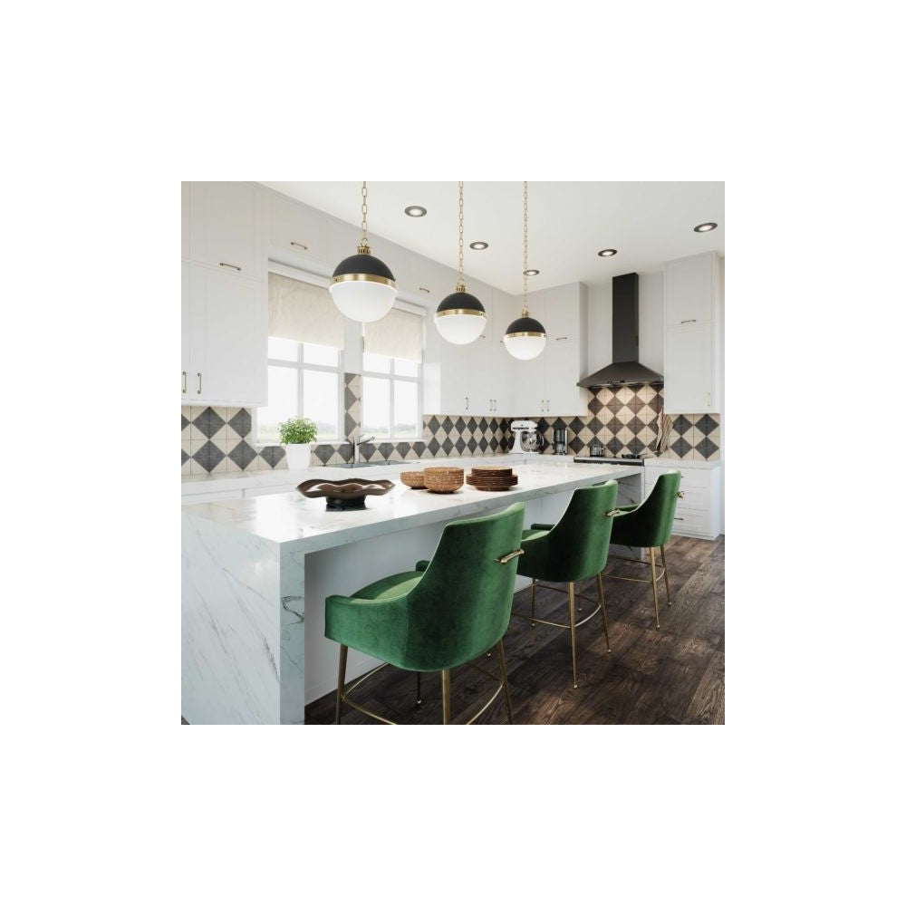 TOV Furniture Beatrix Green Velvet Counter Stool - Gold Legs