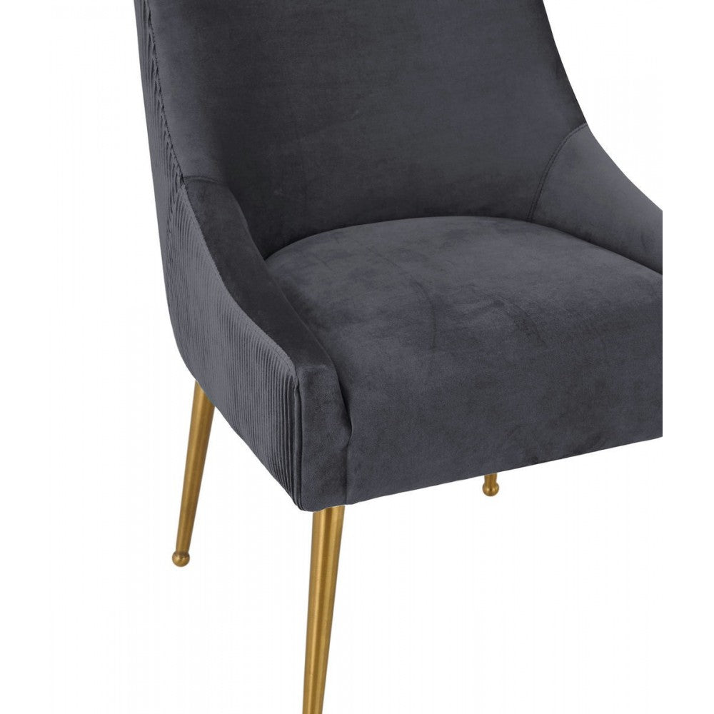 TOV Furniture Beatrix Pleated Gray Velvet Side Chair