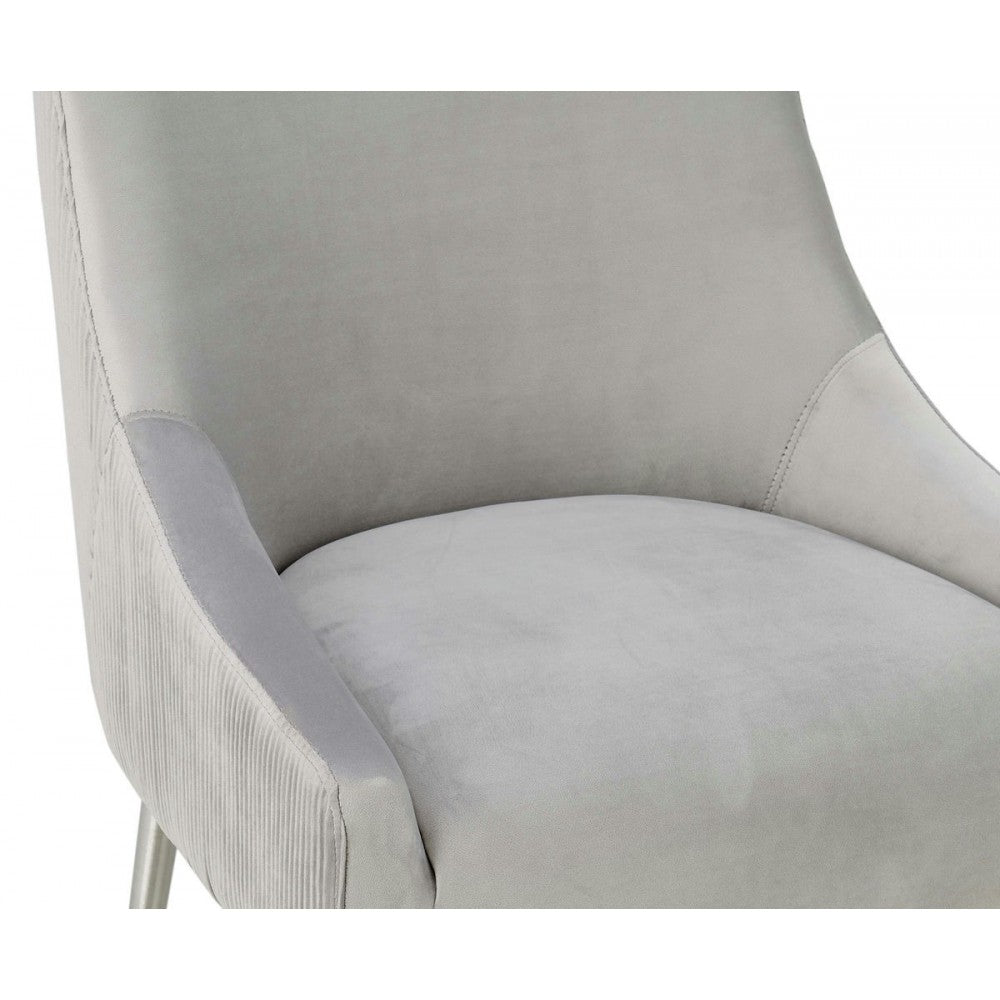 TOV Furniture Beatrix Pleated Light Gray Velvet Counter Stool