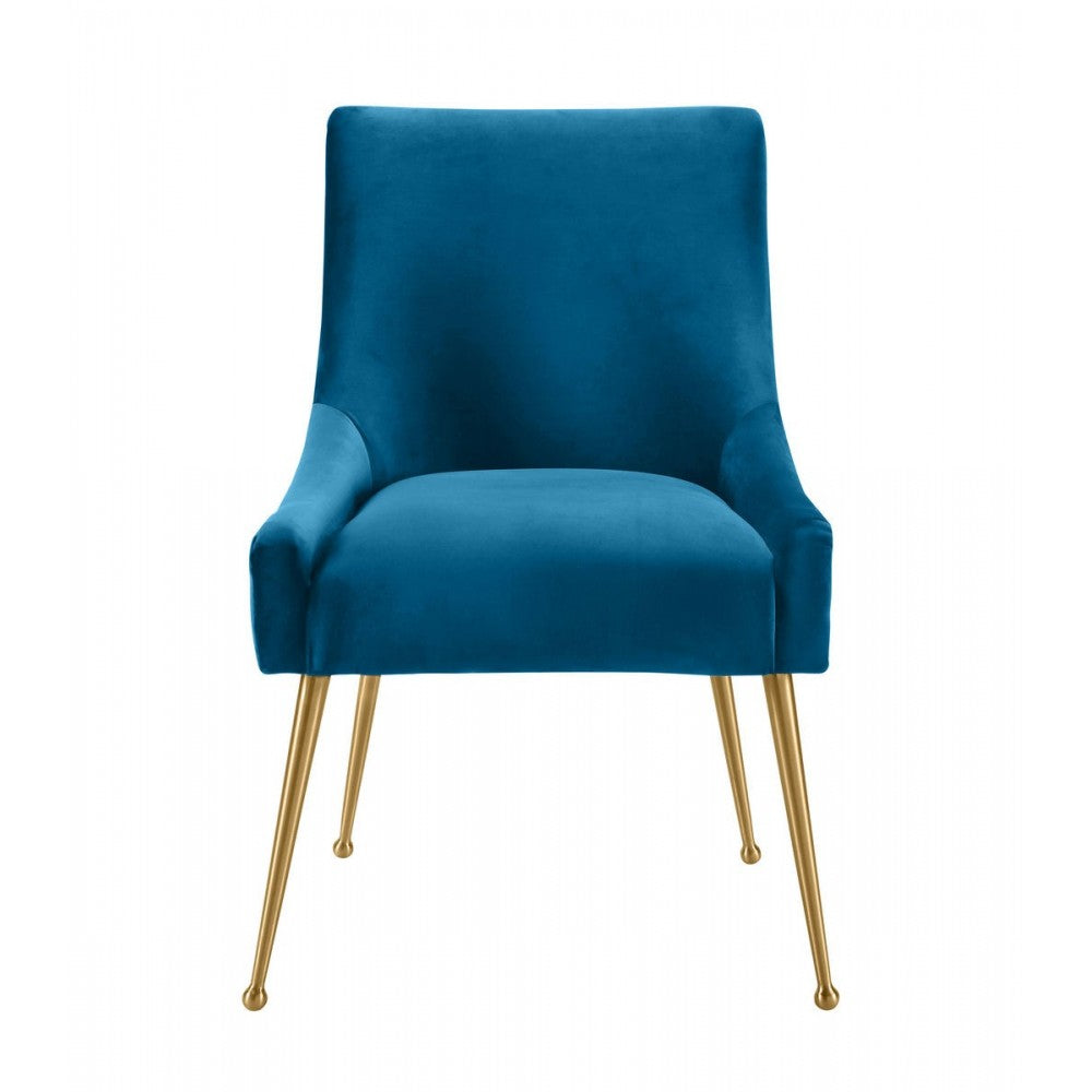 TOV Furniture Beatrix Pleated Navy Velvet Side Chair