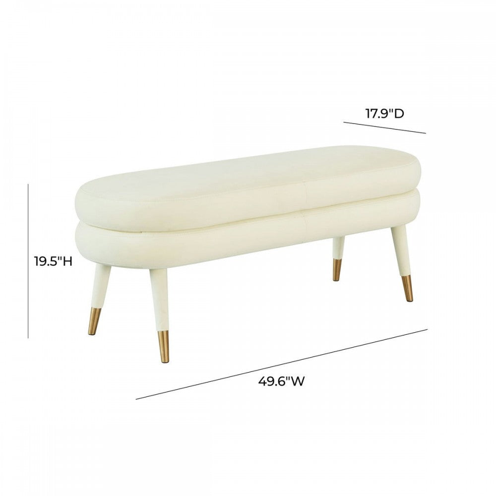 TOV Furniture Betty Cream Velvet Bench