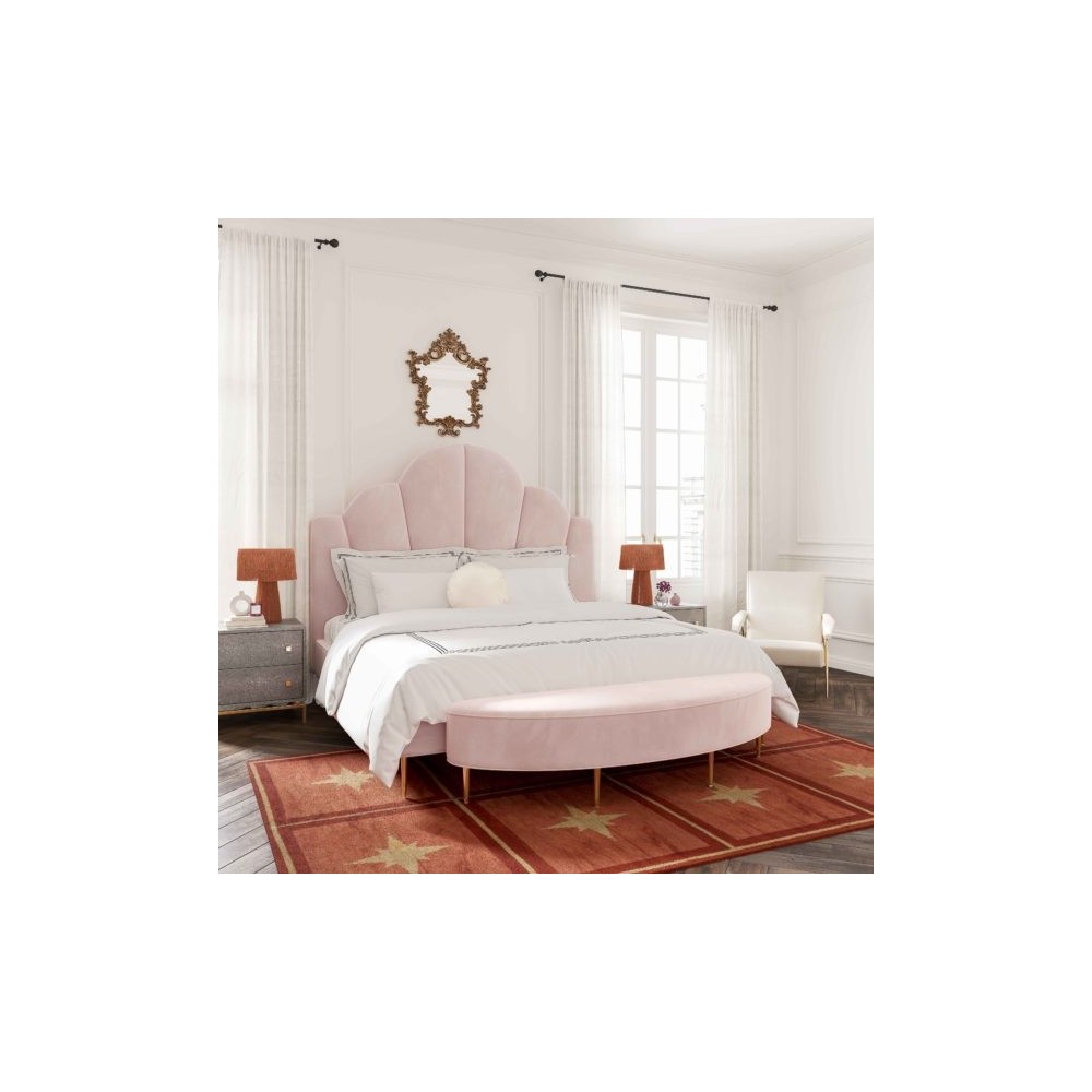 TOV Furniture Bianca Blush Velvet Queen Bench