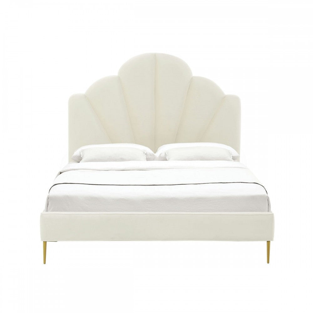 TOV Furniture Bianca Cream Velvet Bed in King