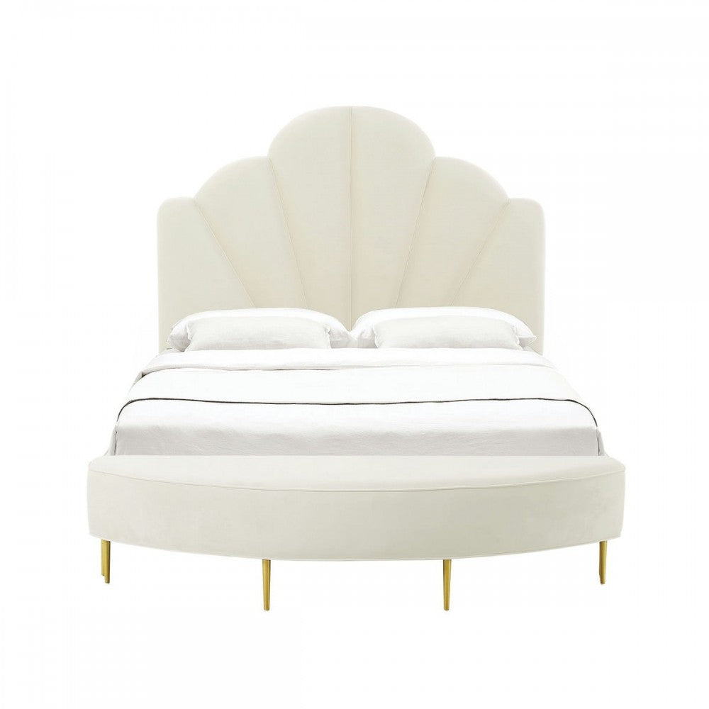TOV Furniture Bianca Cream Velvet Bed in King