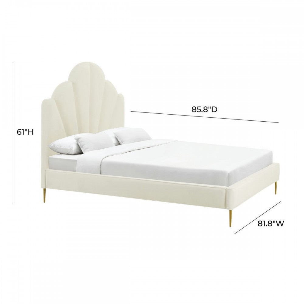 TOV Furniture Bianca Cream Velvet Bed in King
