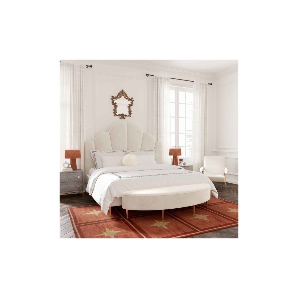 TOV Furniture Bianca Cream Velvet Full Bench