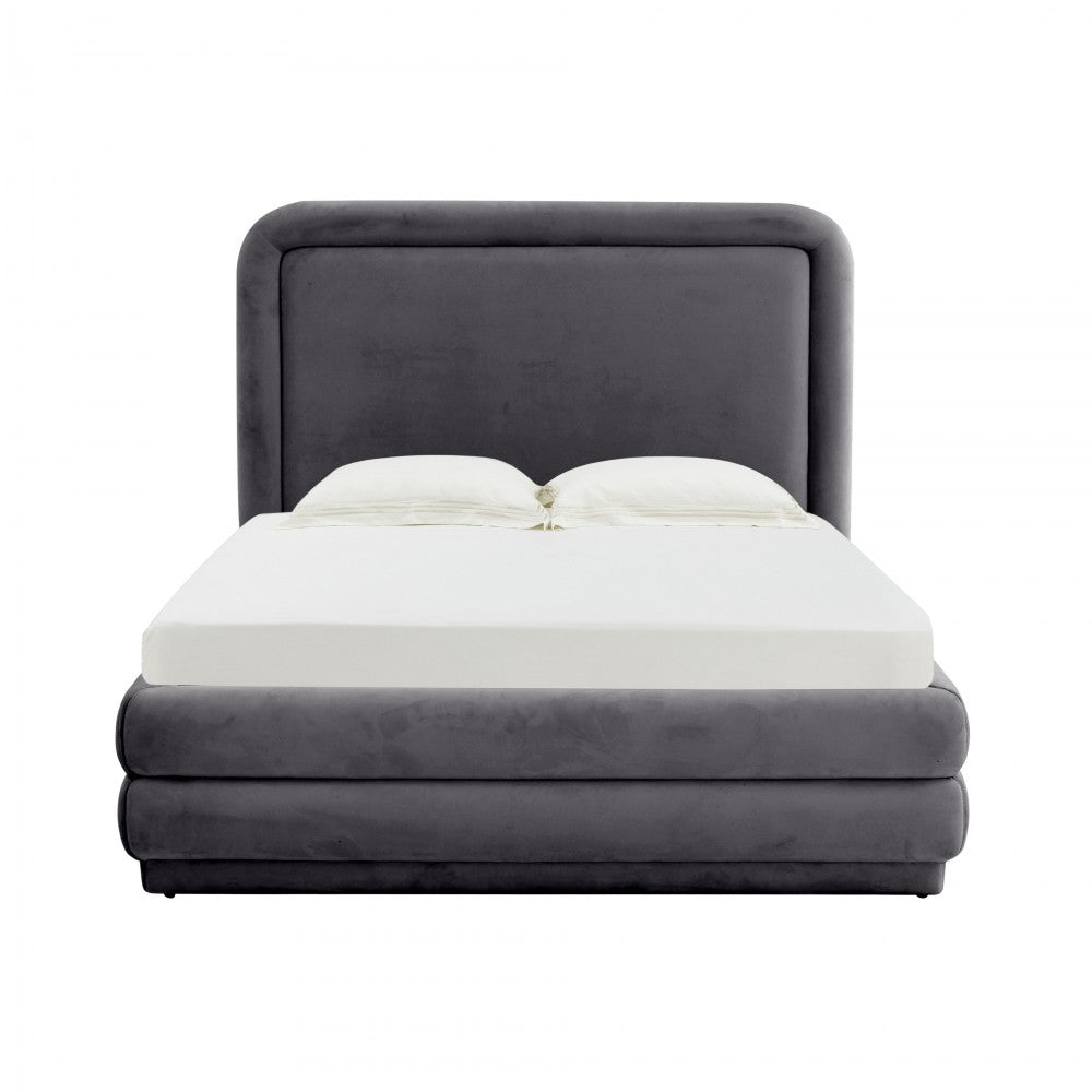 TOV Furniture Briella Dark Gray Velvet Bed in Full