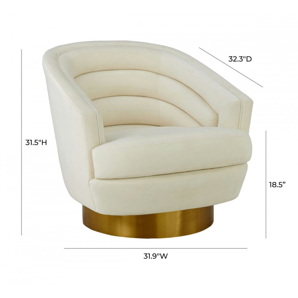 TOV Furniture Canyon Cream Velvet Swivel Chair