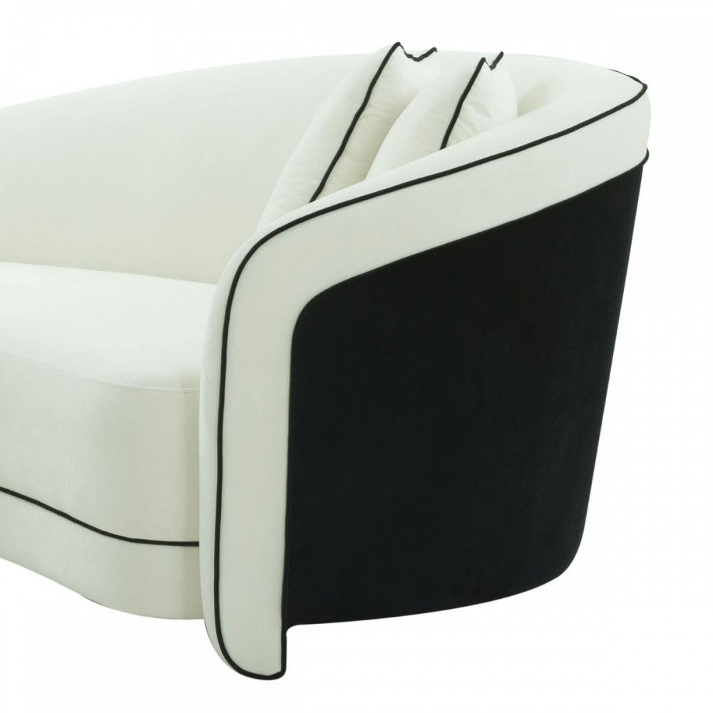 TOV Furniture Carla Cream and Black Velvet Sofa