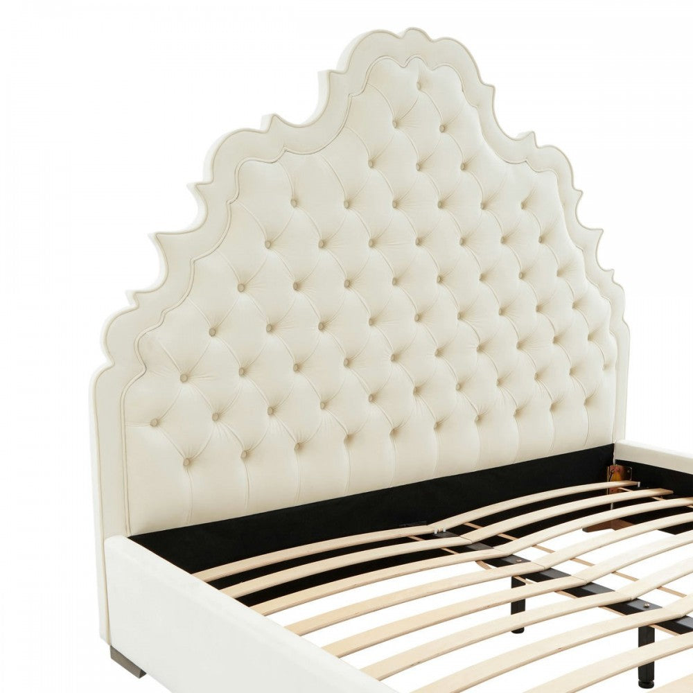 TOV Furniture Carolina Cream Velvet Bed in King