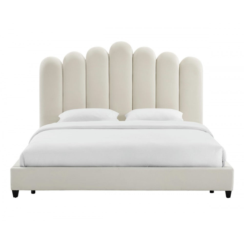 TOV Furniture Celine Cream Velvet Bed in King
