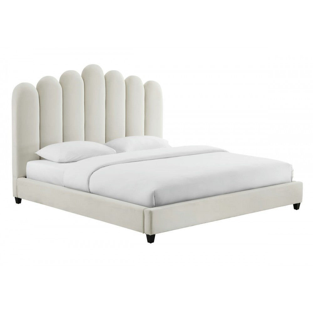 TOV Furniture Celine Cream Velvet Bed in Queen