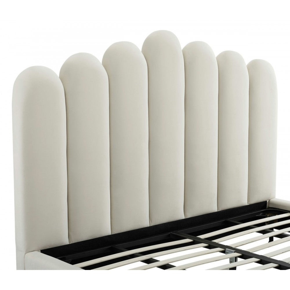 TOV Furniture Celine Cream Velvet Bed in Queen