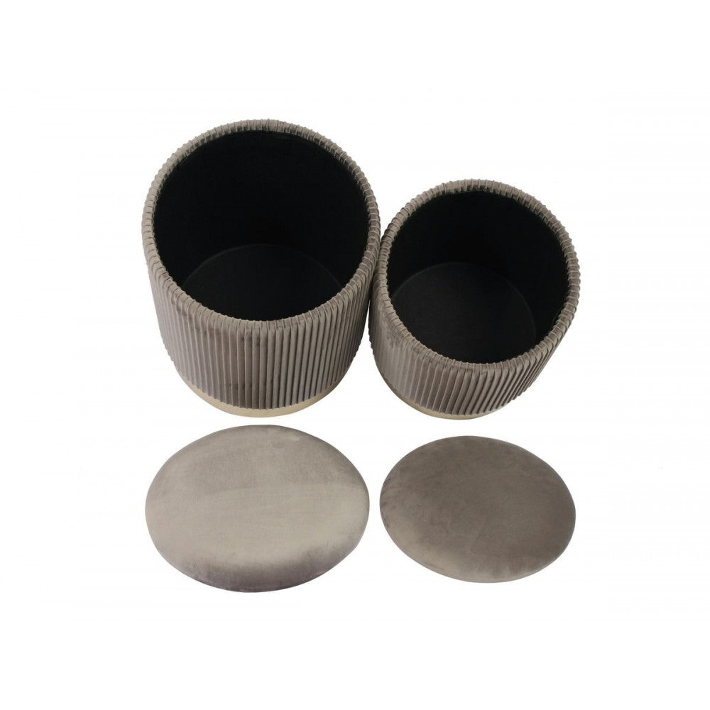 TOV Furniture Channeled Gray Velvet Storage Ottomans - Set of 2