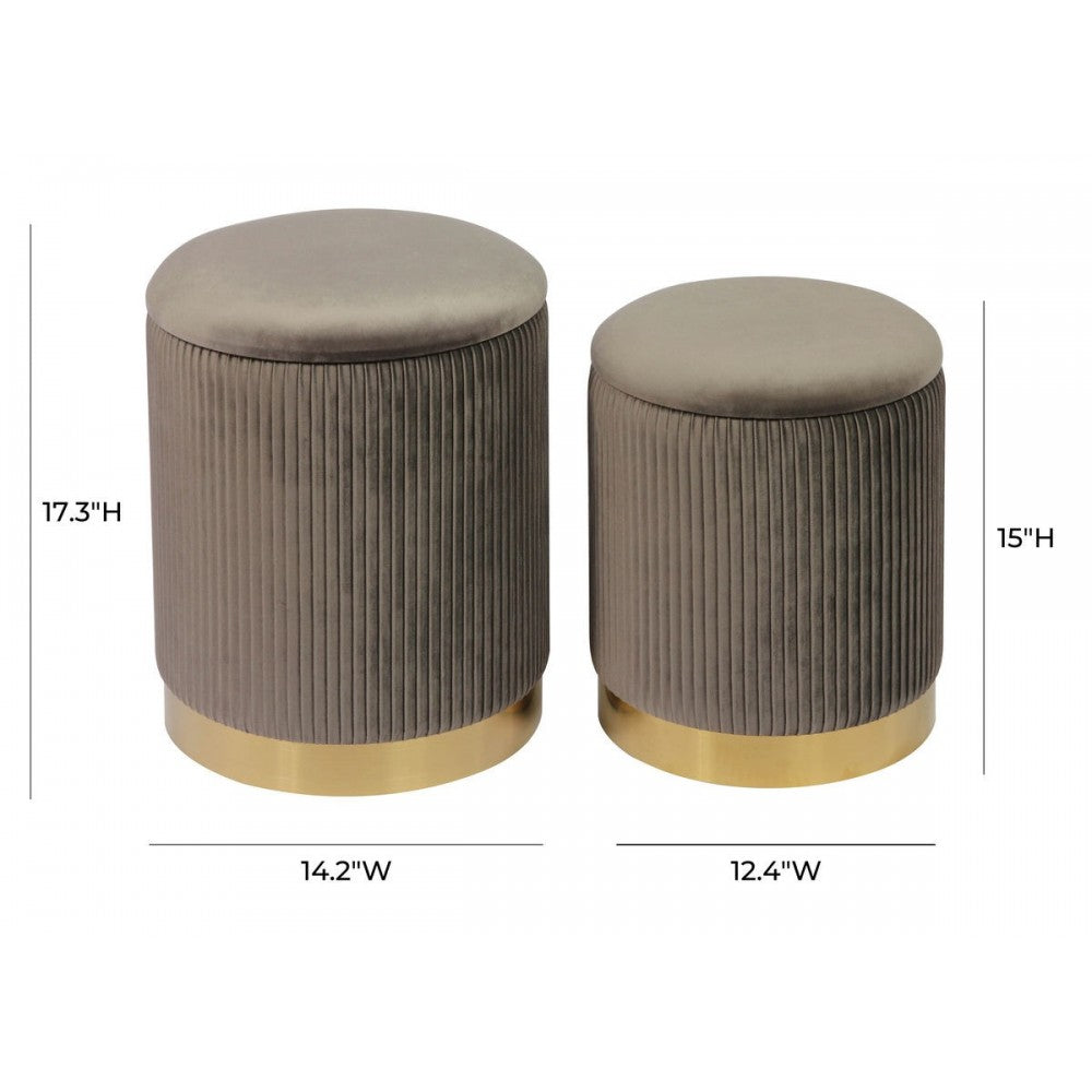 TOV Furniture Channeled Gray Velvet Storage Ottomans - Set of 2