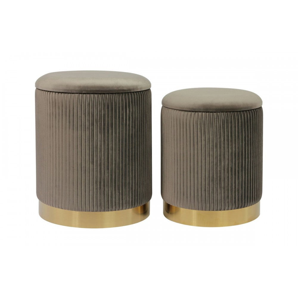 TOV Furniture Channeled Gray Velvet Storage Ottomans - Set of 2