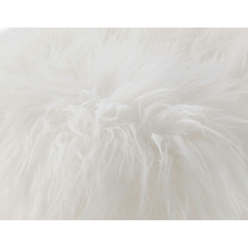 TOV Furniture Churra White Sheepskin Bench with Gold Legs