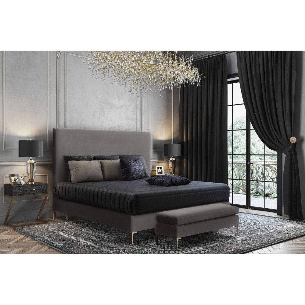 TOV Furniture Delilah Gray Velvet Bed in King