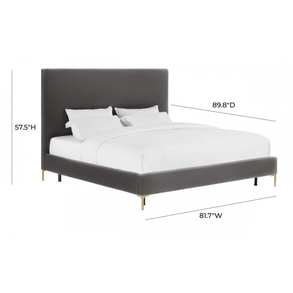 TOV Furniture Delilah Gray Velvet Bed in King