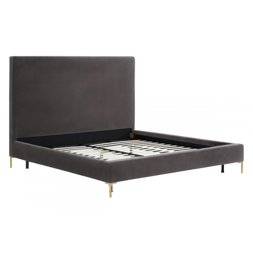 TOV Furniture Delilah Gray Velvet Bed in Queen