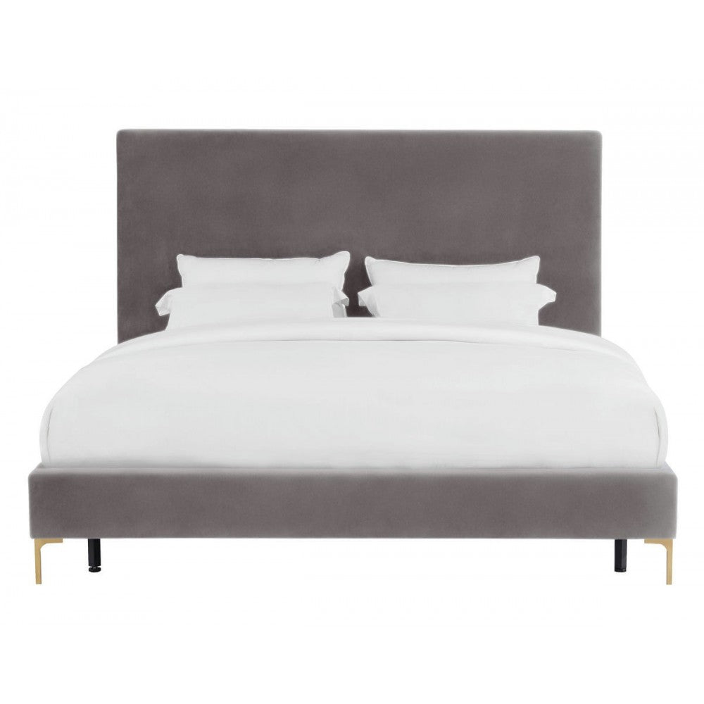 TOV Furniture Delilah Gray Velvet Bed in Queen