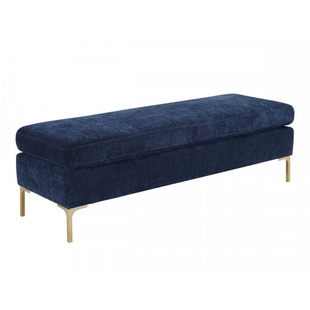 TOV Furniture Delilah Navy Textured Velvet Bench