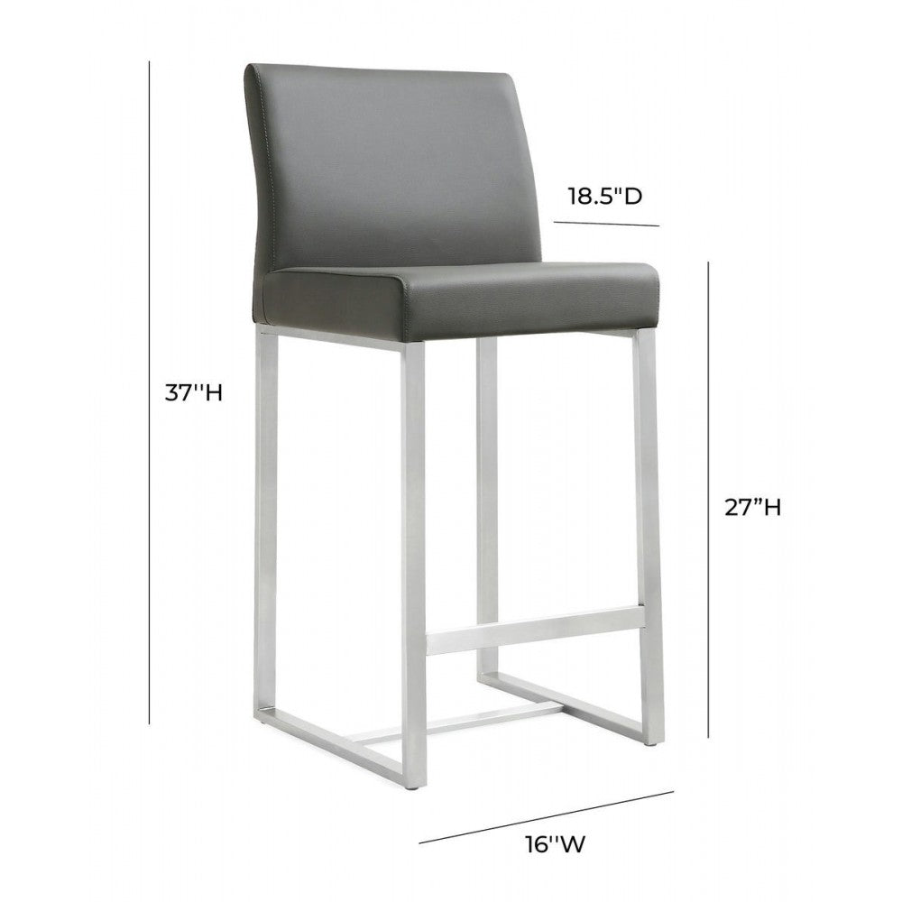 TOV Furniture Denmark Gray Stainless Steel Counter Stool (Set of 2)