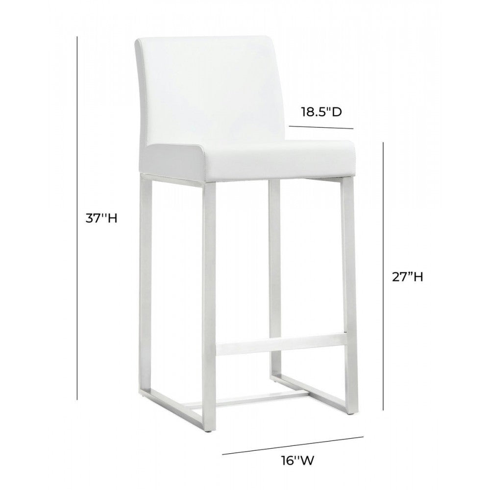 TOV Furniture Denmark White Stainless Steel Counter Stool (Set of 2)