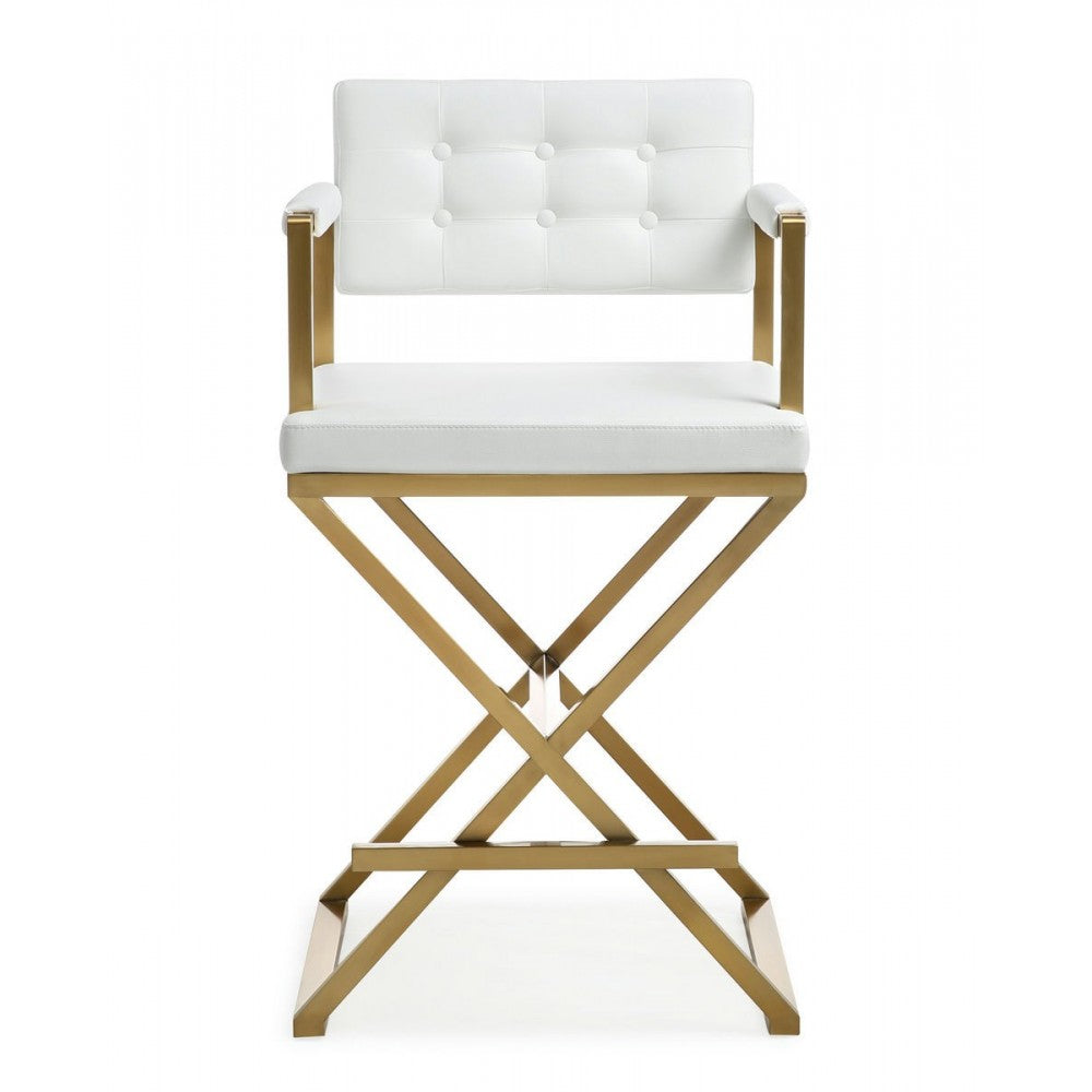 TOV Furniture Director White Gold Steel Counter Stool