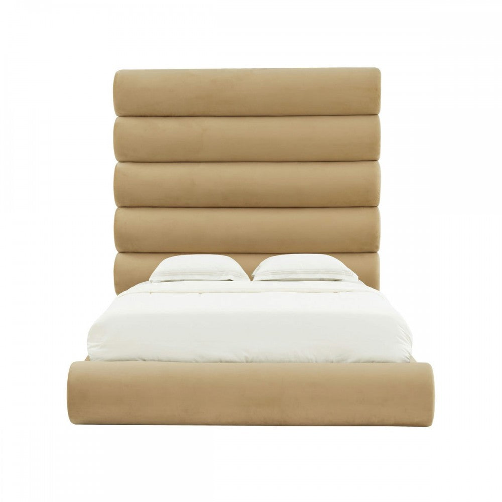 TOV Furniture Durwin Champagne Velvet Bed in Queen