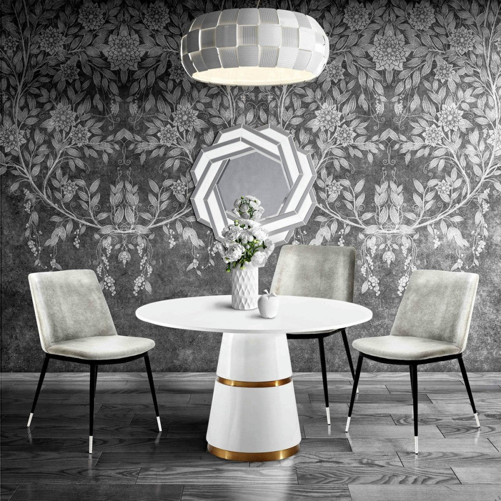 TOV Furniture Evora Gray Velvet Chair - Silver Legs (Set of 2)