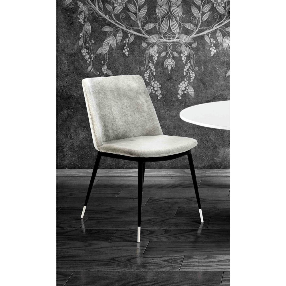 TOV Furniture Evora Gray Velvet Chair - Silver Legs (Set of 2)
